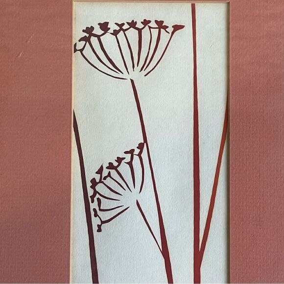 Vintage Artist Signed Watercolor Dragonfly Dandelion Flower Matted Framed Art - Picture 9 of 16